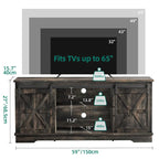 White Sliding Barn Door TV Stand for Up to 65 Inch TVs