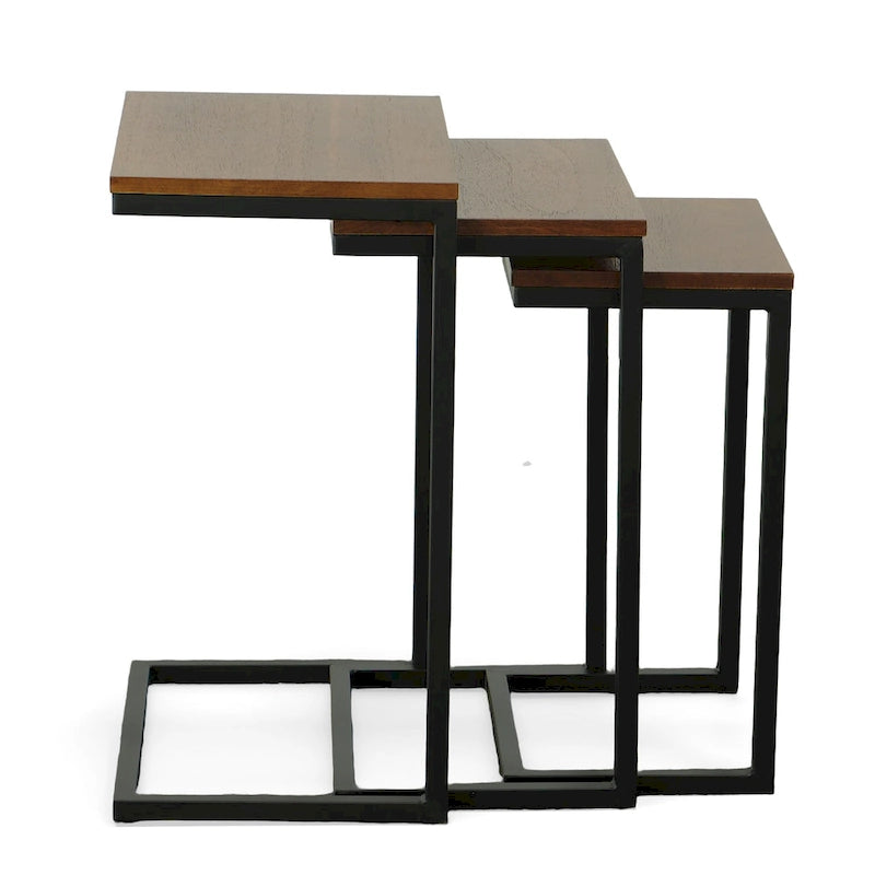 Black Metal Side Table with Slide-Under Base