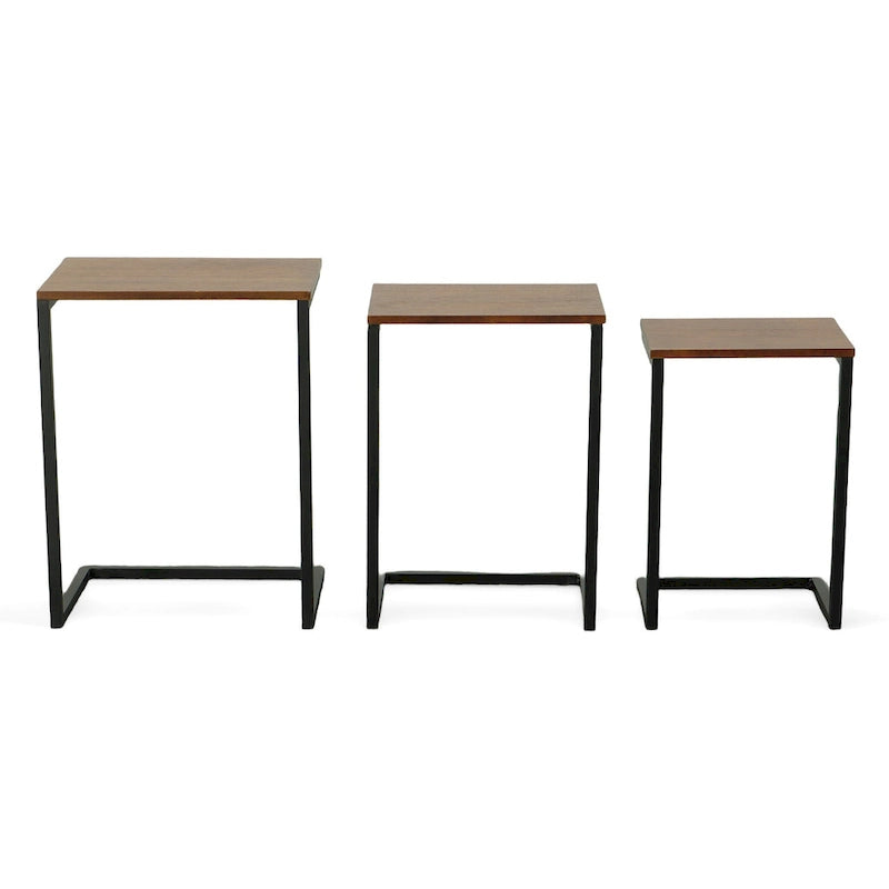Black Metal Side Table with Slide-Under Base