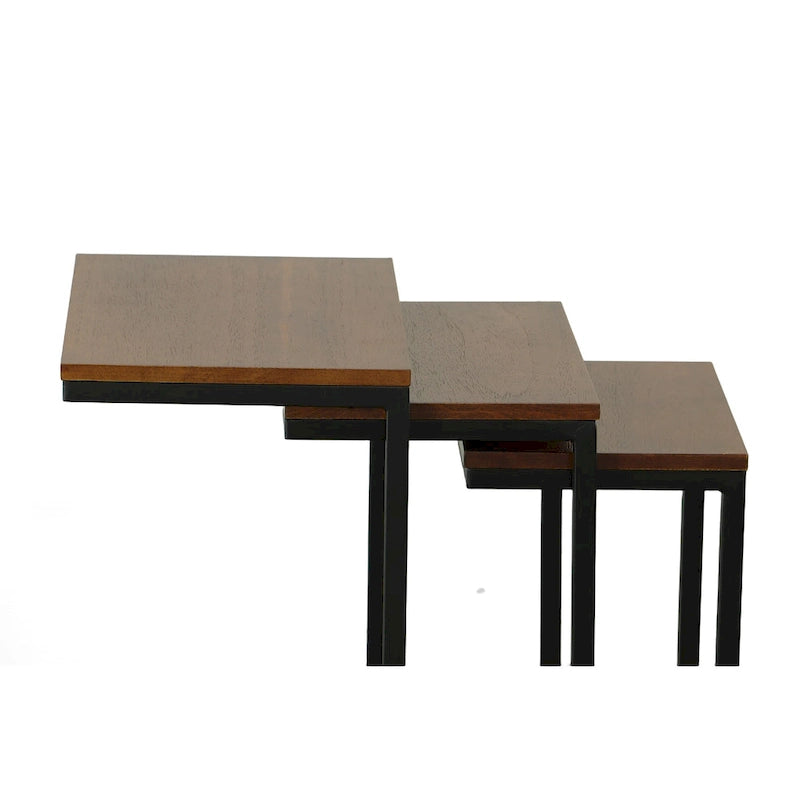 Black Metal Side Table with Slide-Under Base