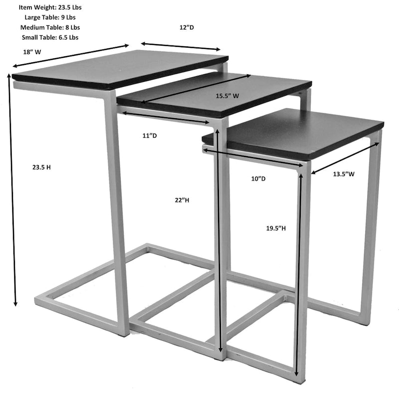 Black Metal Side Table with Slide-Under Base
