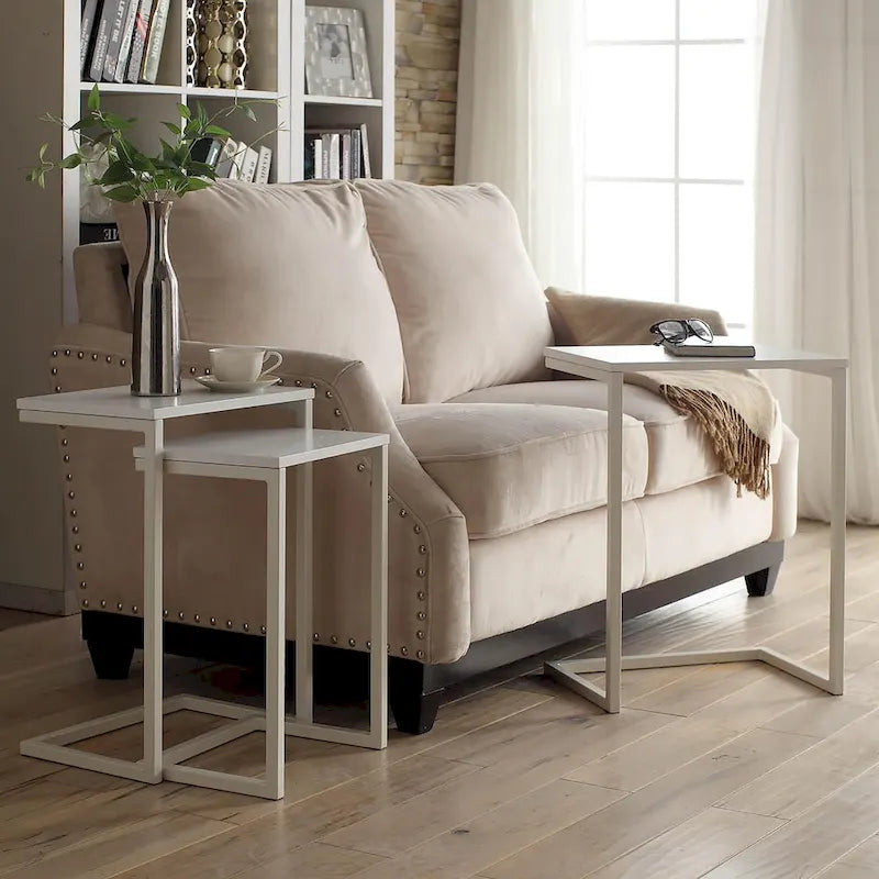 Black Metal Side Table with Slide-Under Base