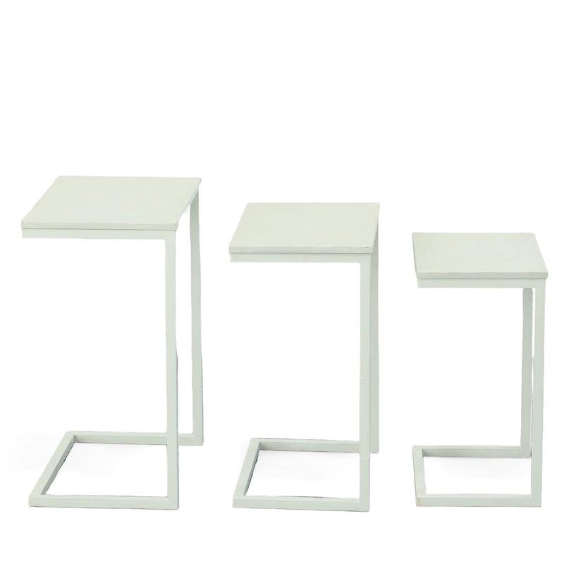 Black Metal Side Table with Slide-Under Base