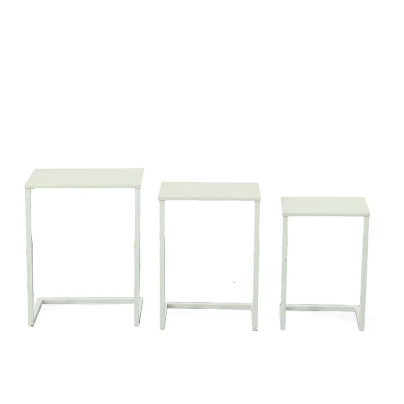 Black Metal Side Table with Slide-Under Base