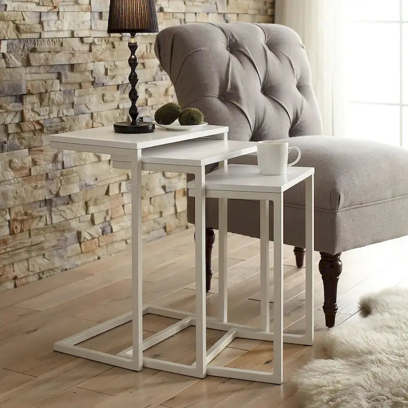 Black Metal Side Table with Slide-Under Base
