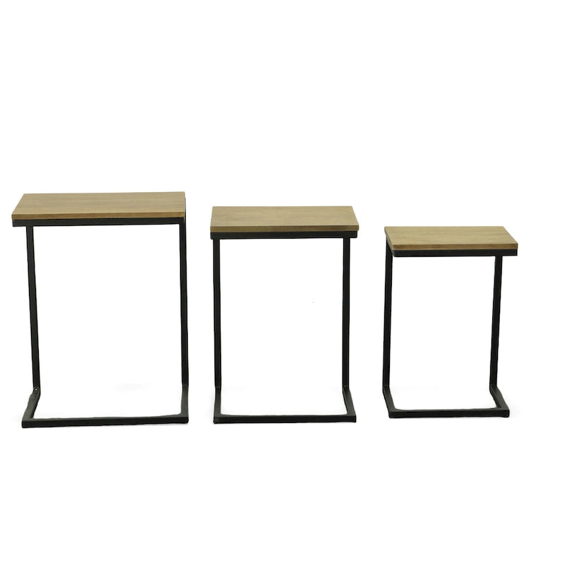 Black Metal Side Table with Slide-Under Base