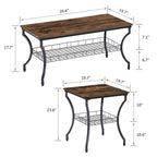 Brown Vintage Coffee Table with Metal Frame