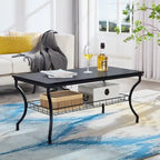 Brown Vintage Coffee Table with Metal Frame