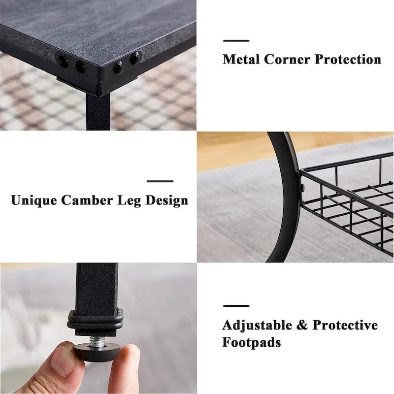 Brown Vintage Coffee Table with Metal Frame