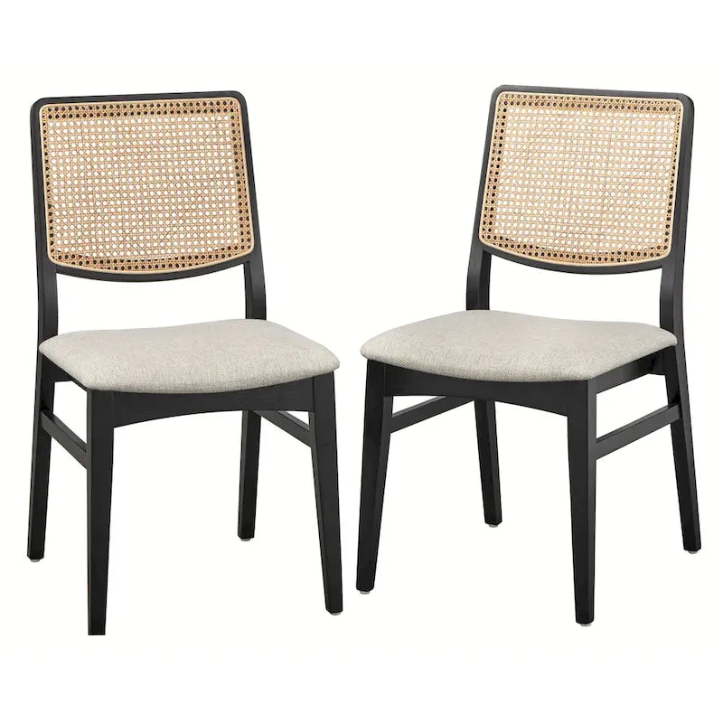 Grey Cane Back Dining Chair - Mid-Century Modern Style