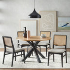 Grey Cane Back Dining Chair - Mid-Century Modern Style