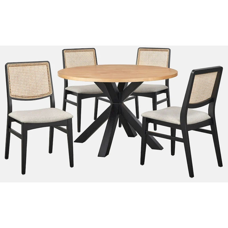 Grey Cane Back Dining Chair - Mid-Century Modern Style