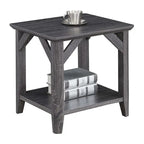 Rustic Wood Grain End Table with Shelf