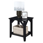 Rustic Wood Grain End Table with Shelf