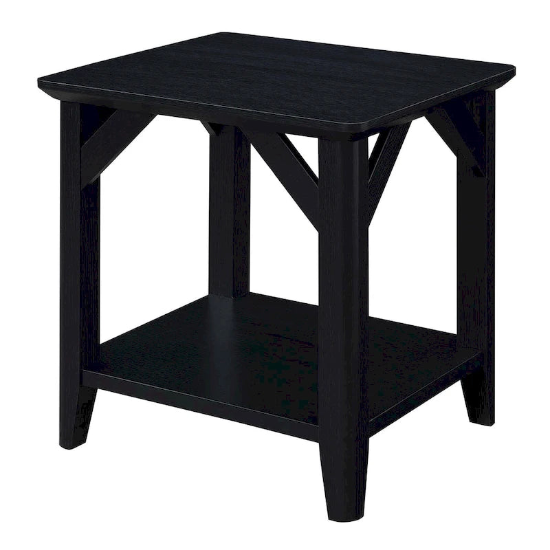 Rustic Wood Grain End Table with Shelf