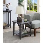 Rustic Wood Grain End Table with Shelf