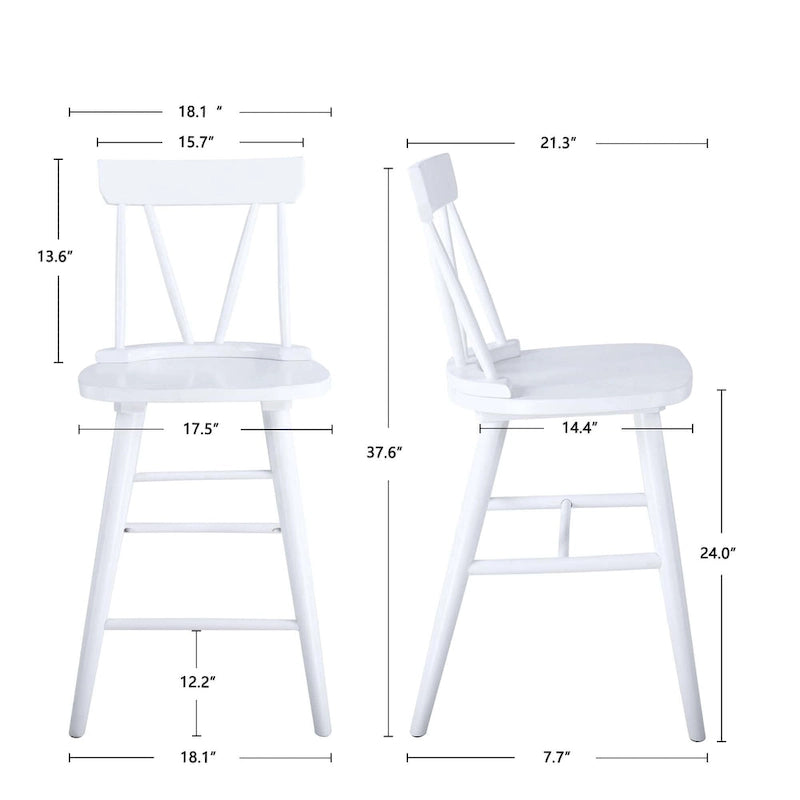 Black Wooden Counter Stool 24" - 2 Pack