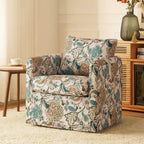 Erkenbald Modern Slipcovered Swivel Chair with Removable Cushion by HULALA HOME