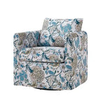 Floral Linen Swivel Barrel Chair for Living Room