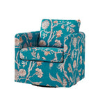 Floral Linen Swivel Barrel Chair for Living Room