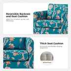 Floral Linen Swivel Barrel Chair for Living Room