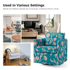 Floral Linen Swivel Barrel Chair for Living Room