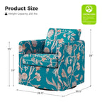 Floral Linen Swivel Barrel Chair for Living Room