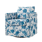 Floral Linen Swivel Barrel Chair for Living Room