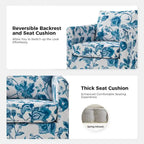 Floral Linen Swivel Barrel Chair for Living Room