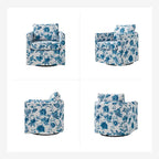 Floral Linen Swivel Barrel Chair for Living Room