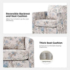 Floral Linen Swivel Barrel Chair for Living Room