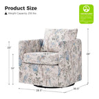 Floral Linen Swivel Barrel Chair for Living Room