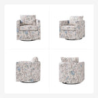 Floral Linen Swivel Barrel Chair for Living Room