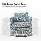 Floral Linen Swivel Barrel Chair for Living Room
