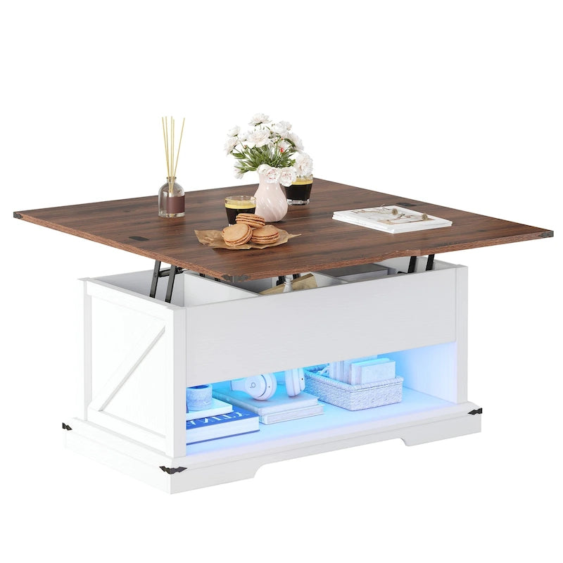 Lift Top Coffee Table with Storage - Extendable for 6-8 People