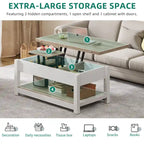 Lift Top Coffee Table with Storage - Extendable for 6-8 People