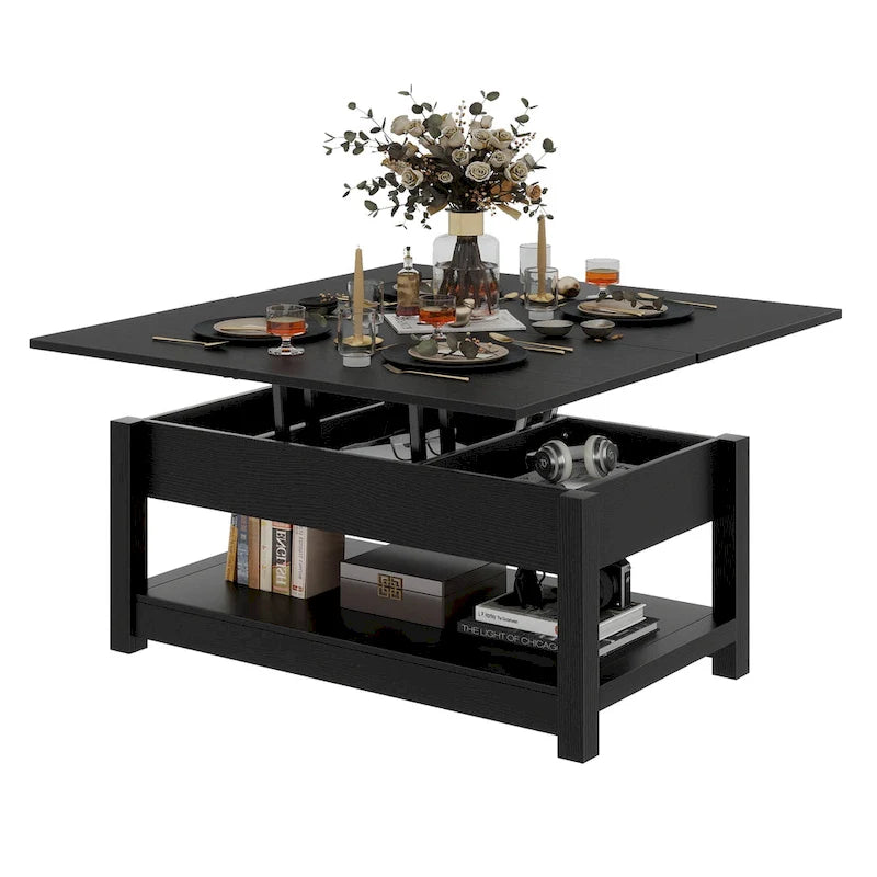 Lift Top Coffee Table with Storage - Extendable for 6-8 People