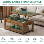 Lift Top Coffee Table with Storage - Extendable for 6-8 People