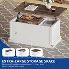 Lift Top Coffee Table with Storage - Extendable for 6-8 People