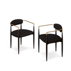Boucle Upholstered Dining Chair with Metal Frame