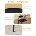 Boucle Upholstered Dining Chair with Metal Frame