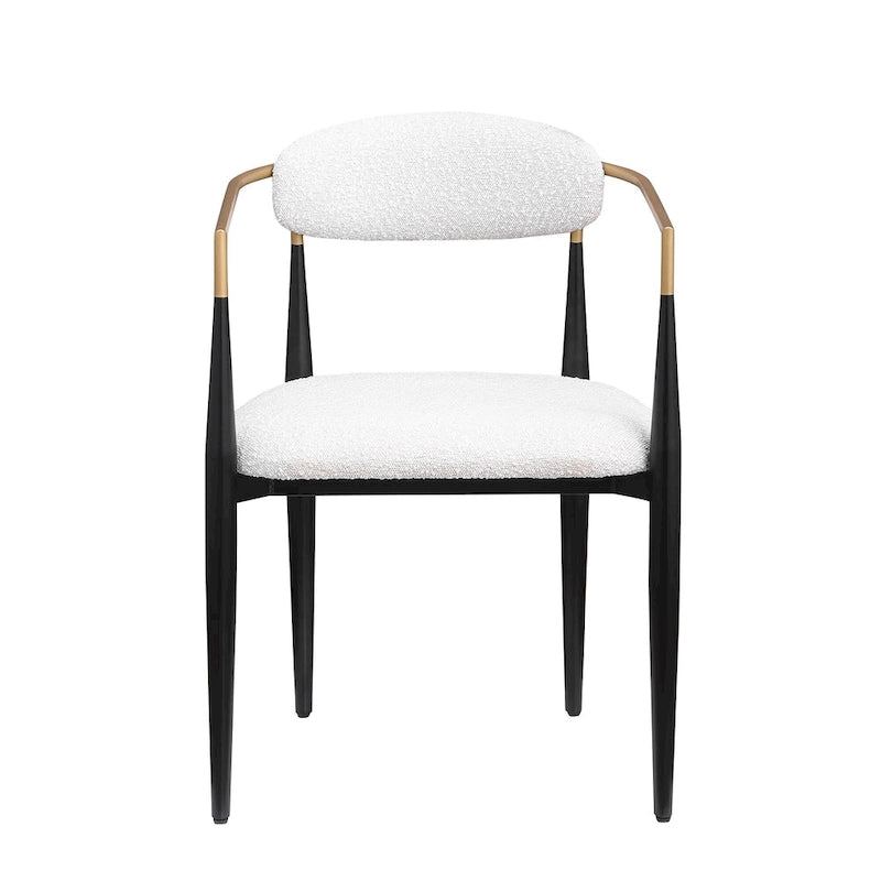 Boucle Upholstered Dining Chair with Metal Frame