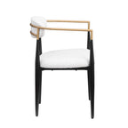 Boucle Upholstered Dining Chair with Metal Frame