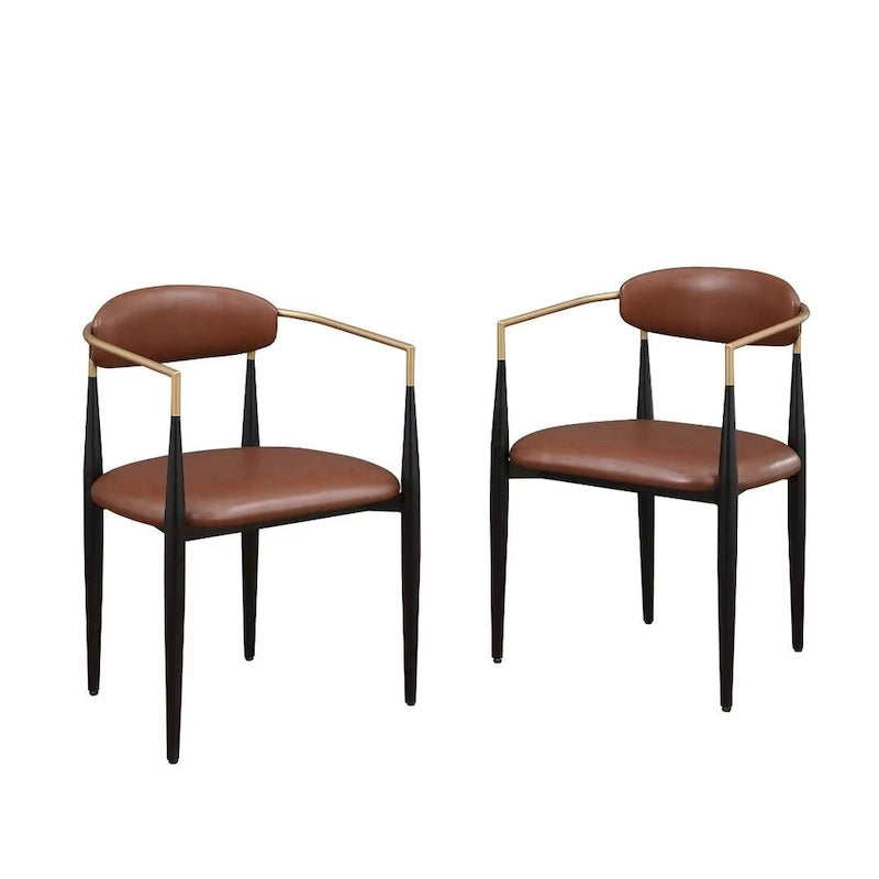 Boucle Upholstered Dining Chair with Metal Frame