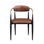 Boucle Upholstered Dining Chair with Metal Frame