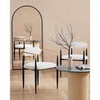 Boucle Upholstered Dining Chair with Metal Frame