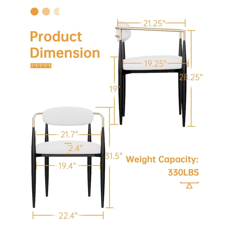 Boucle Upholstered Dining Chair with Metal Frame