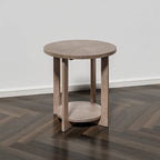 Rustic Round Coffee Table with Storage Shelf