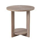 Rustic Round Coffee Table with Storage Shelf