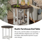 Rustic Round Coffee Table with Storage Shelf